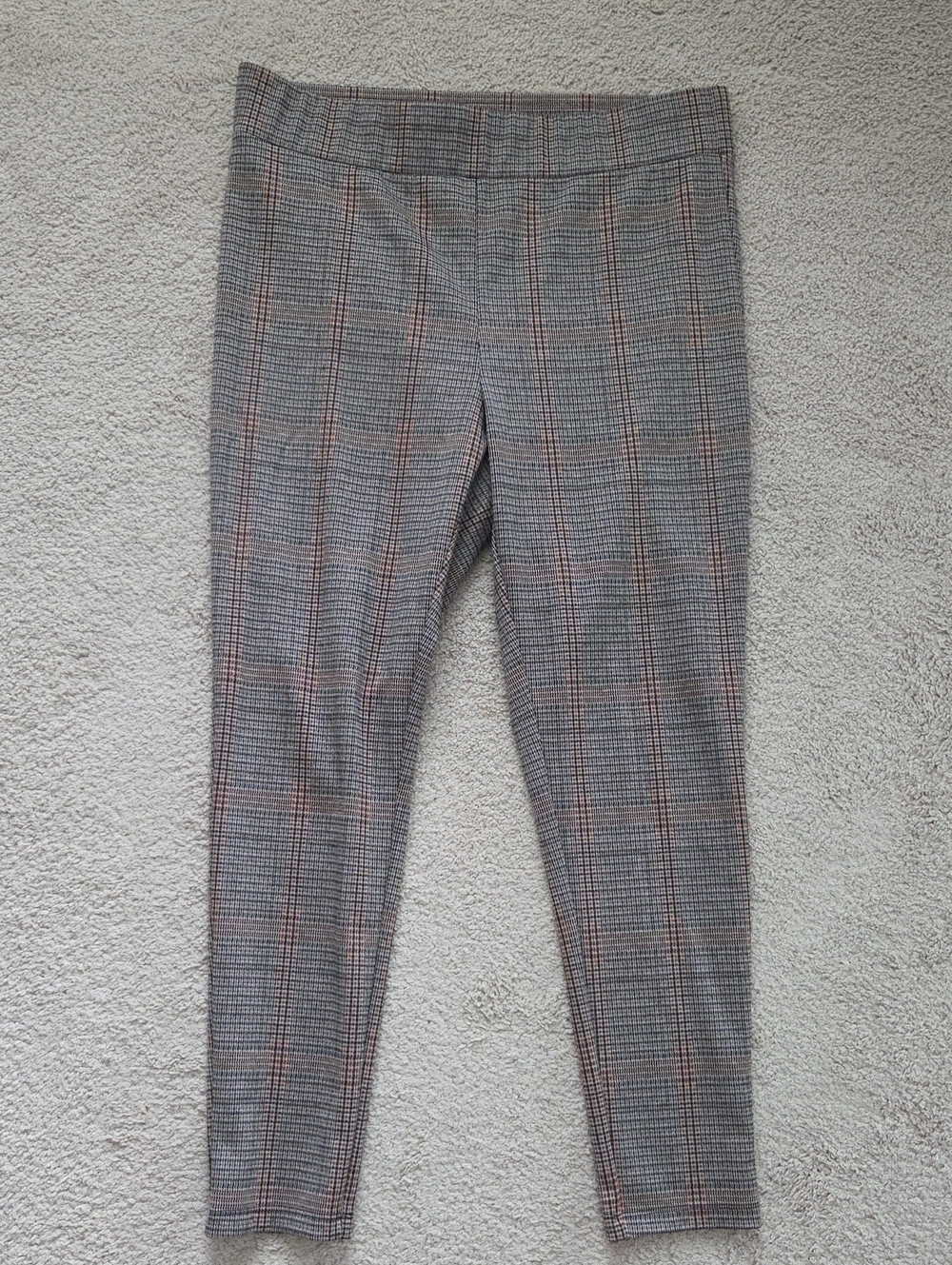 LOFT Plaid Skinny Pants with Orange Windowpane
